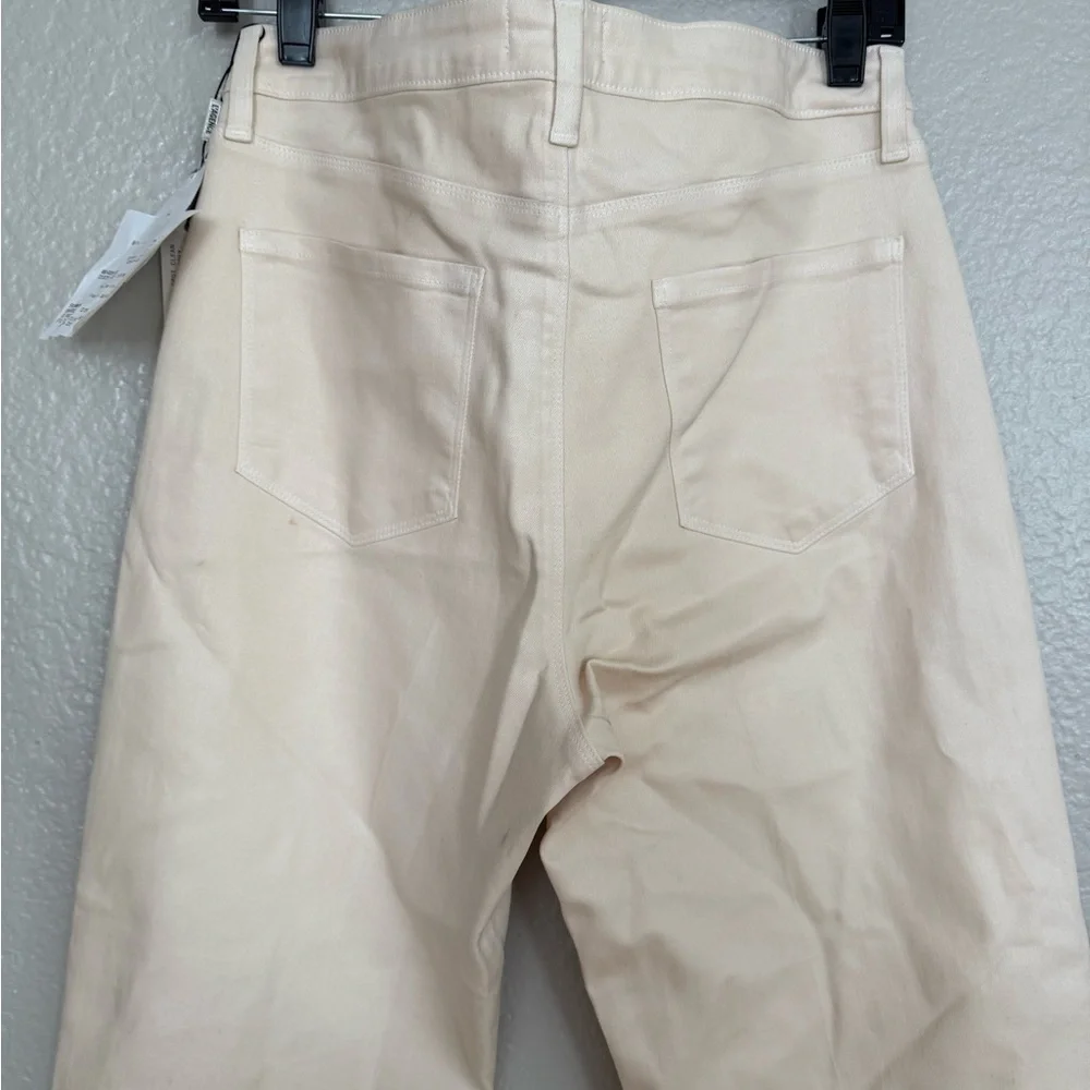 L'Agence Wanda Coated High Rise Crop Wide Leg Jeans in French Vanilla